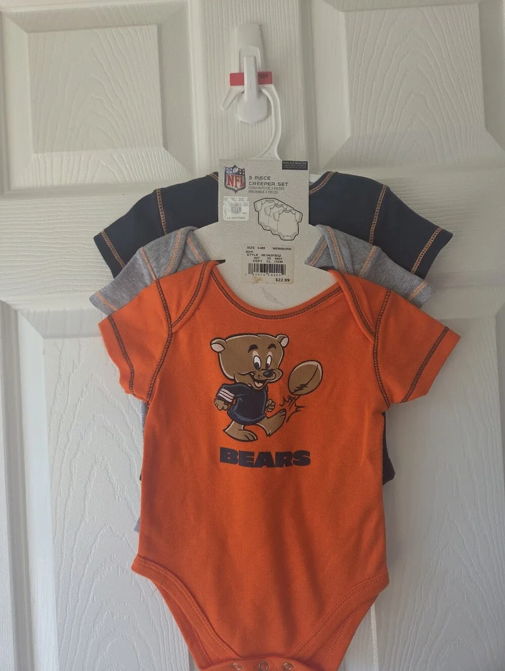 Chicago Bears Bodysuit 3pc Set 0-3M, 3-6M NFL Football Short Sleeves NWT